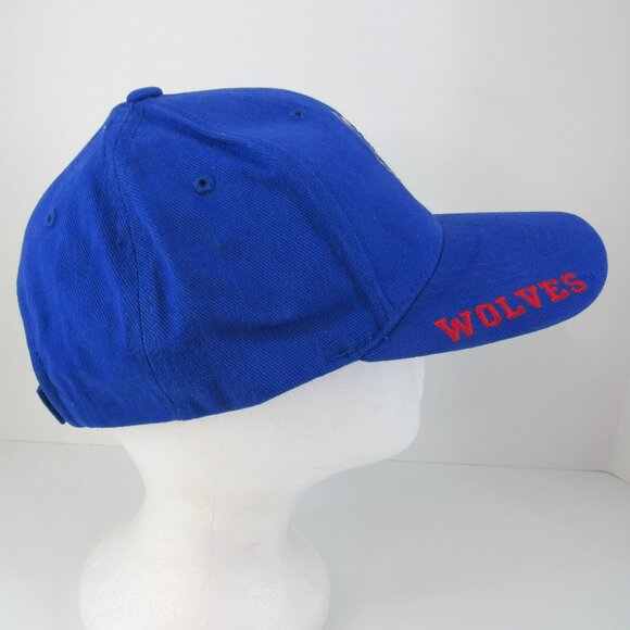 Russell Wolves Embroidered Logo Men's Blue Adjustable Strap Back Cap Hat - Picture 5 of 9